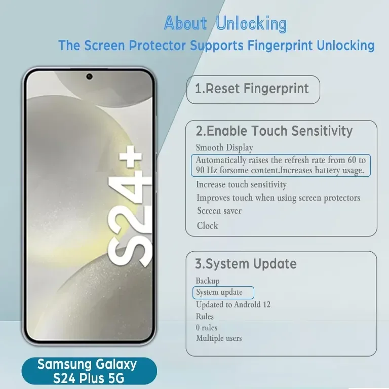 WFTE 2 броя протектор за екран за Samsung Galaxy S24 Plus 5G — снимка 2