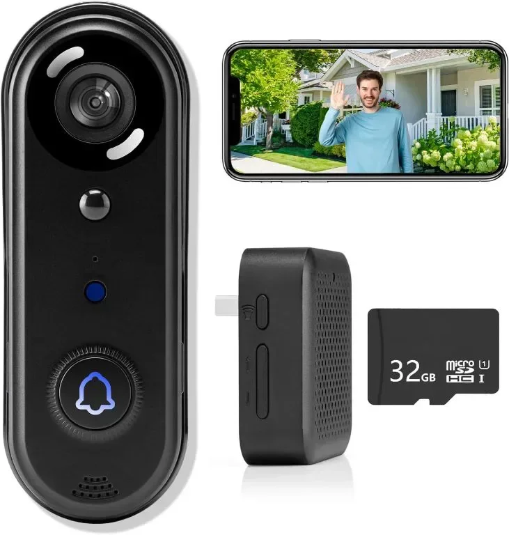 Безжична видео камера - звънец 1080P, 32 GB SD/безплатно 12 месеца облачно съхранение, IP66