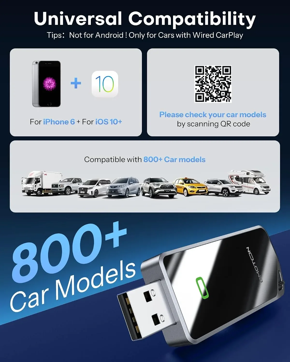 OMOTON CarPlay адаптер за iPhone – Wired към Wireless, Plug & Play — снимка 2
