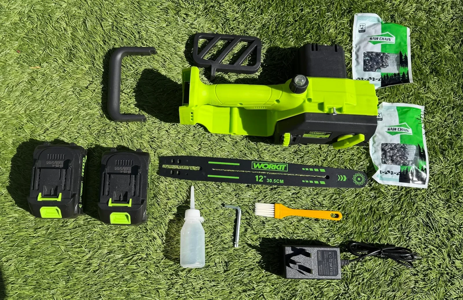 WORKIT 30 см безжичен верижен трион, 2 бр. батерии 4000 mAh — снимка 7