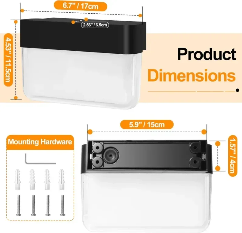 FUDESY LED модерна стенна лампа, външна IP65, 12W, 350LM, 3000K топло бяло — снимка 2