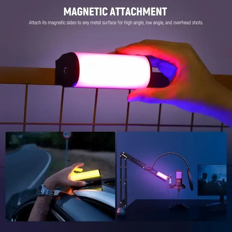 Магнитна ръчна светлинна пръчка NEEWER с управление от APP, 360° пълен RGB — снимка 4