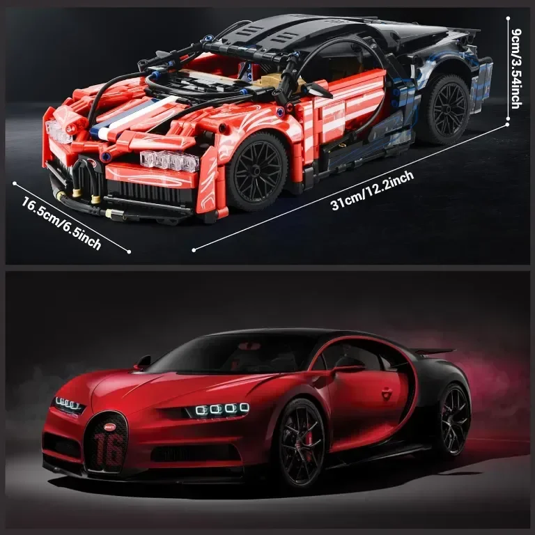 Модел Under the Baubles MOC Toy Model Car Kit Race Engineering Toys, Supercar в мащаб 1:14 — снимка 2