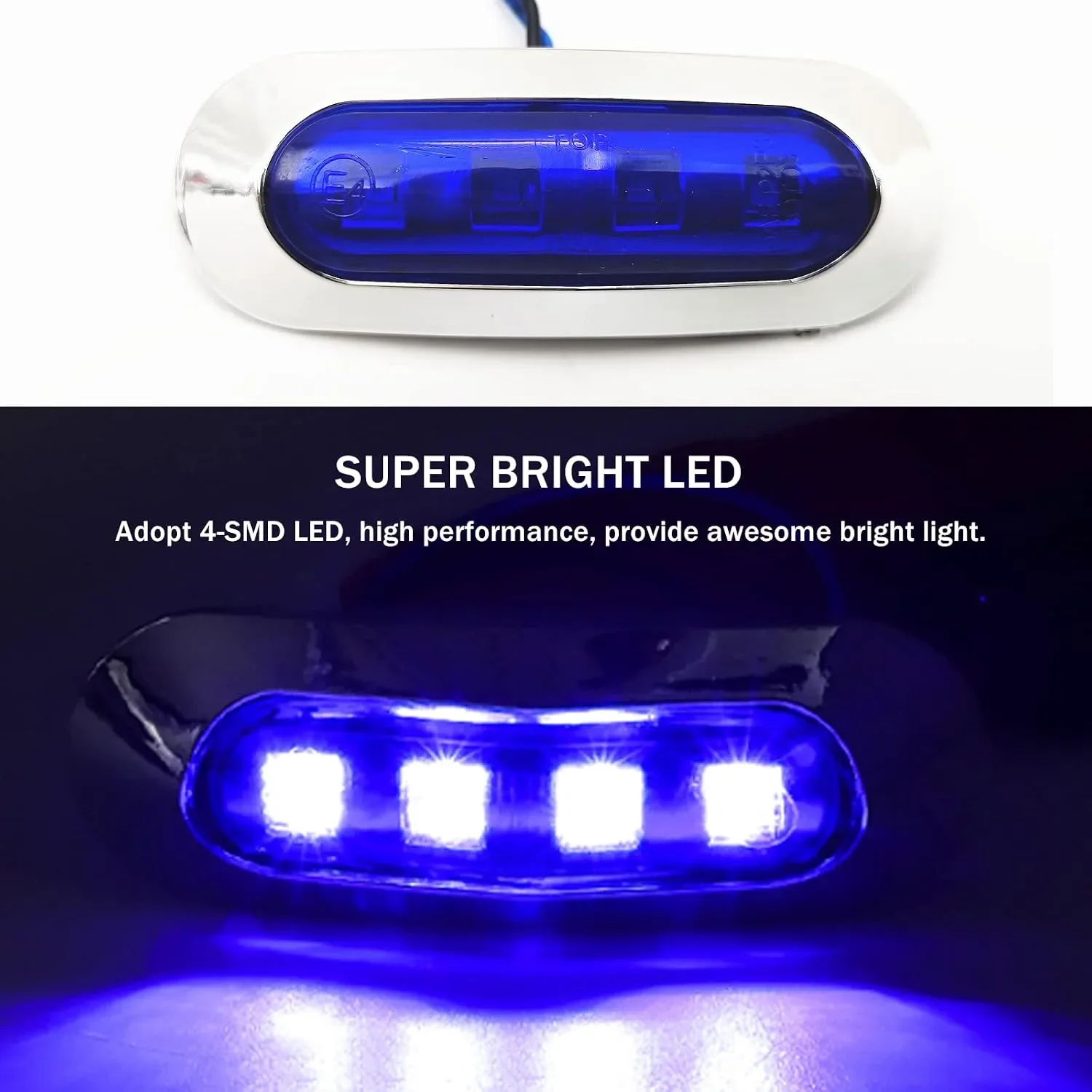 Комплект 10 LED габаритни светлини 12/24 V сини, водоустойчиви светлини за ремарке, бус, камион — снимка 2