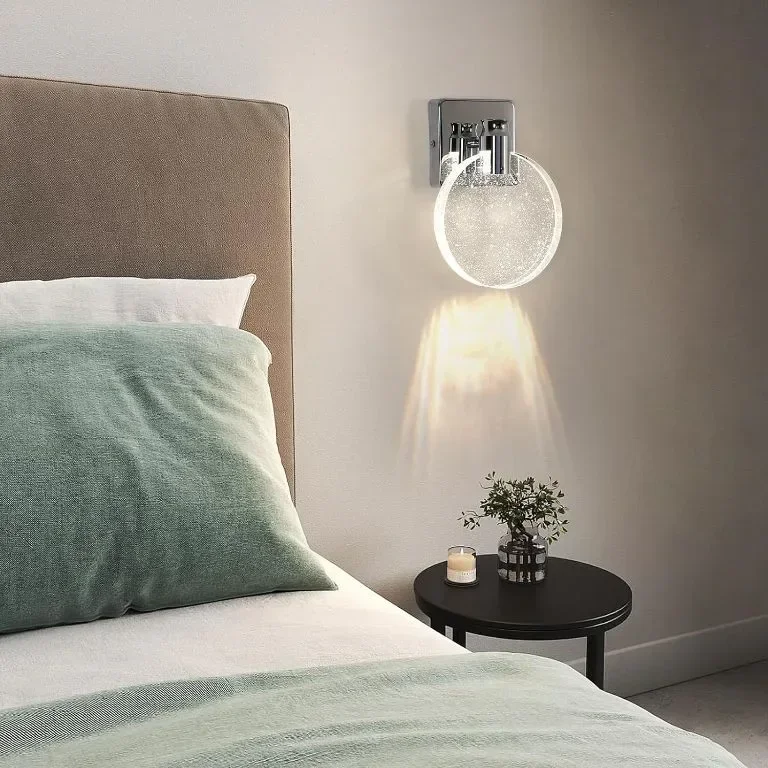 Comely LED стенна лампа, кръгла сребърна акрилна, 3000K/4500K/6500K — снимка 2