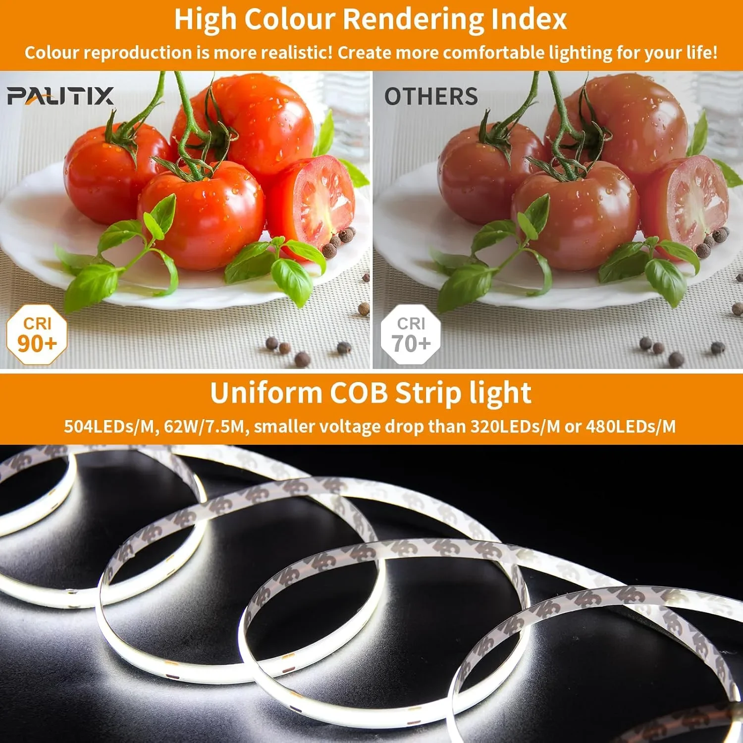 PAUTIX COB LED лента 504 LED/m, 7.5 м комплект със смарт дистанционно и захранване — снимка 3