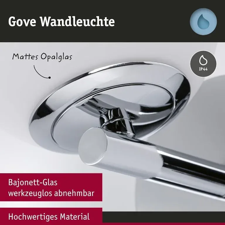 Paulmann 71067 LED стенно осветително тяло Selection Bathroom Gove IP44 3000K 400lm 230V 5W, хром — снимка 3
