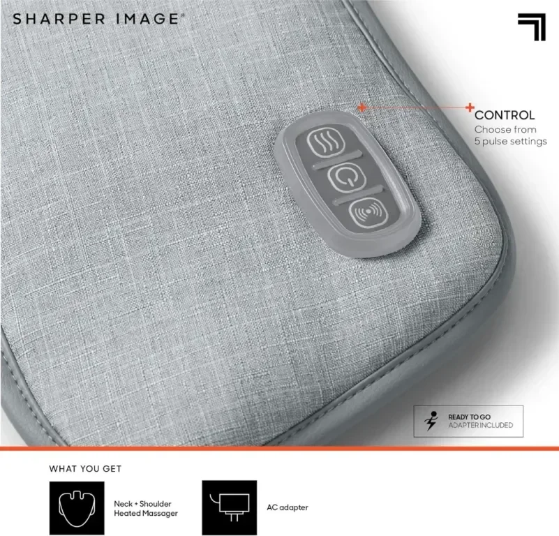 Sharper Image Вибриращ масажор с нагряване за врата, раменете и гърба, 5 режима — снимка 4