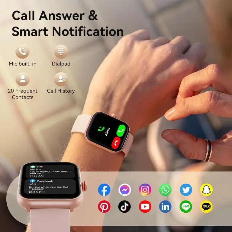 Fitpolo Смарт часовник за жени 1,91" фитнес тракер Bluetooth Call & Alexa Built-in & AI Voice, розов — снимка 6