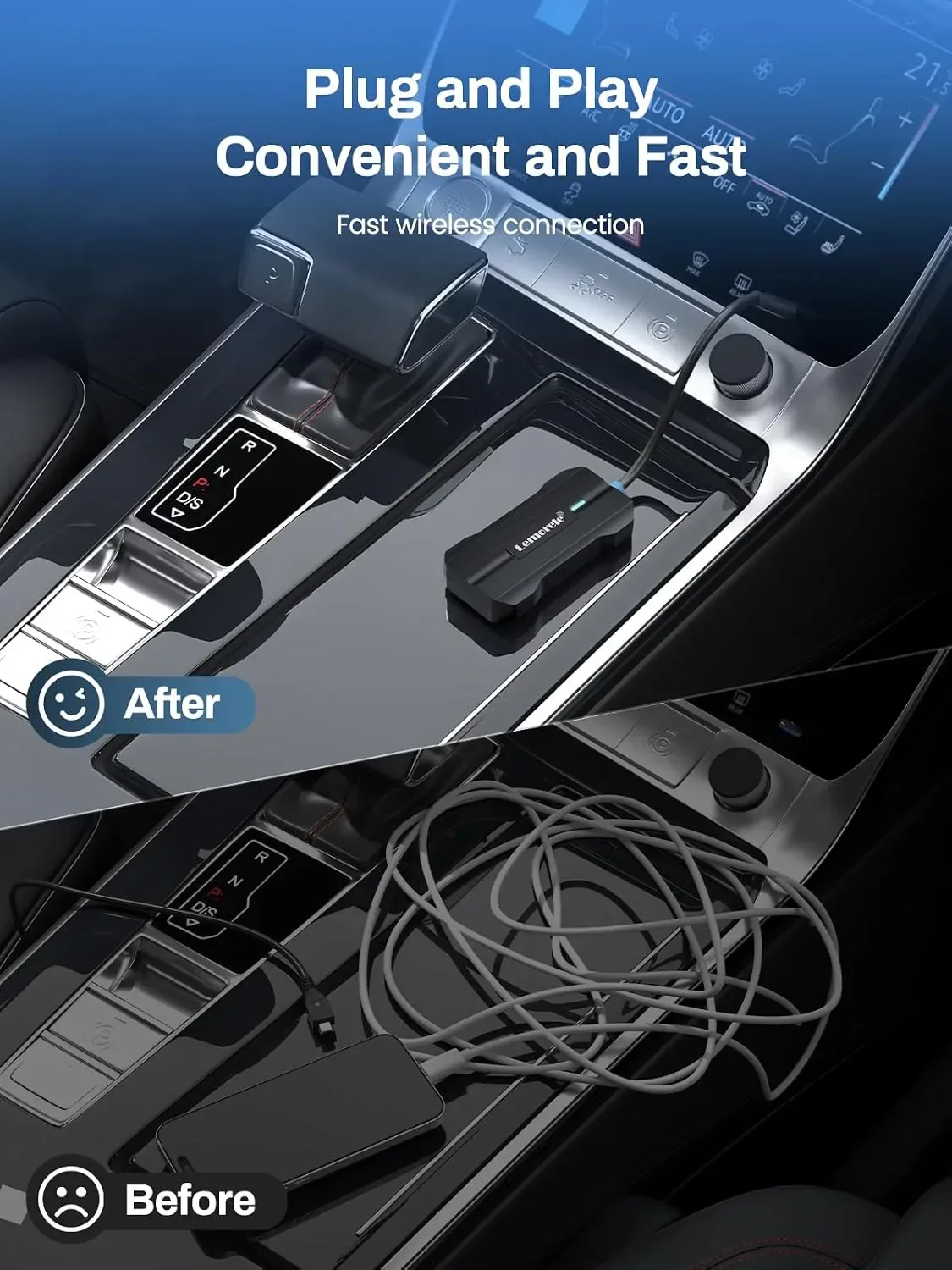 Безжичен CarPlay & Android Auto адаптер Lemorele (Wireless CarPlay Dongle) 2-в-1 — снимка 6
