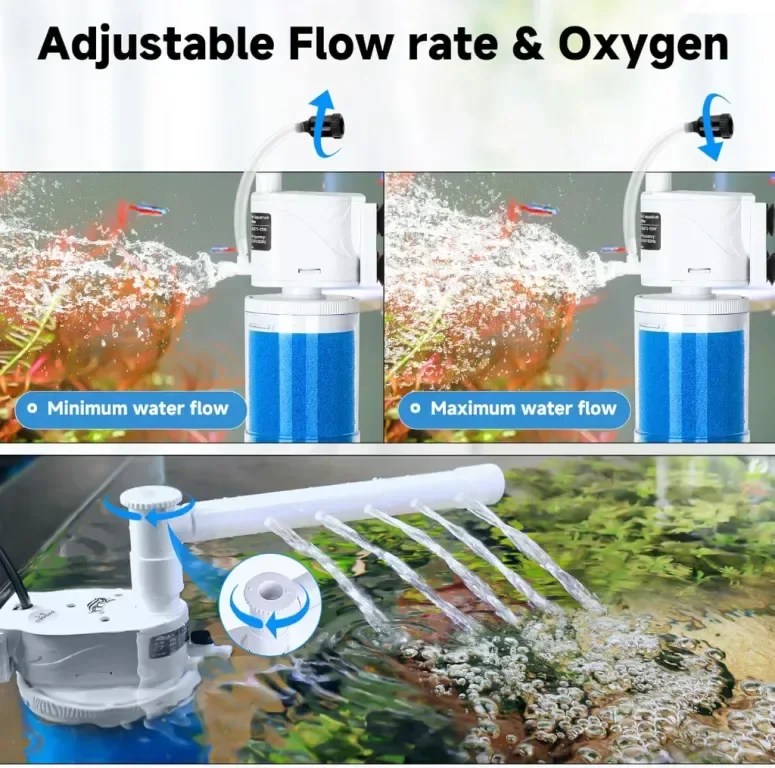 AQQA 15 W потопяема филтърна помпа за аквариум с регулируем воден поток, 190-380 л — снимка 3