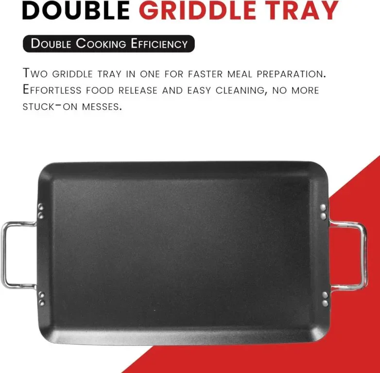 Kitchen King Griddle Plate Двустранна незалепваща плоча за барбекю и фурна, 50 X 28 см — снимка 3