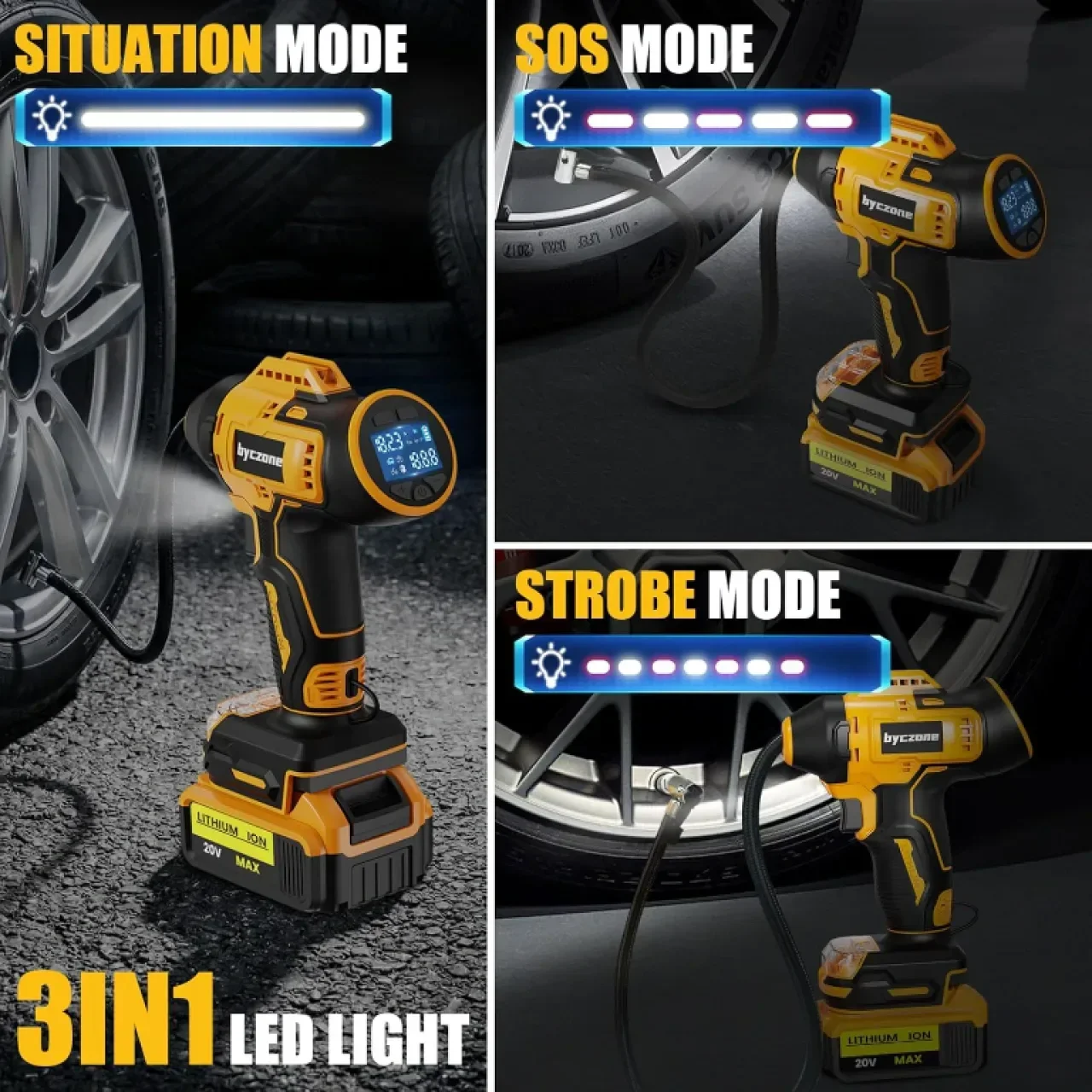 Безжичен въздушен компресор 160 PSI с LCD цифров манометър за батерия Dewalt 18V (без батерия) — снимка 4