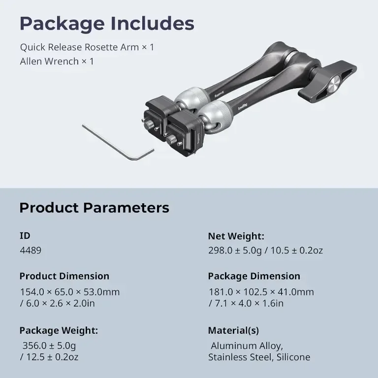 SMALLRIG 11" Magic Arm с розетка, структура за бързо освобождаване HawkLock H21, до 3 кг — снимка 9