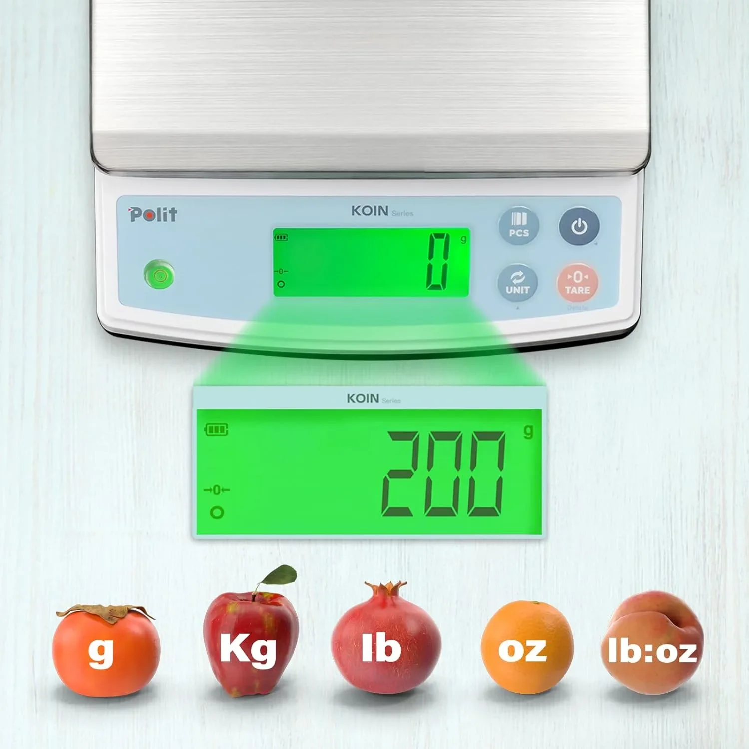 PoliLit KOIN електронна кухненска везна презареждаема, 40 lb / 18 kg, 1гр. точност — снимка 3