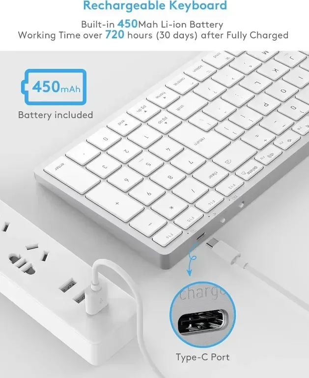 Безжична Bluetooth клавиатура Yivandi за Apple Mac OS – QWERTY оформление, ножични клавиши — снимка 7
