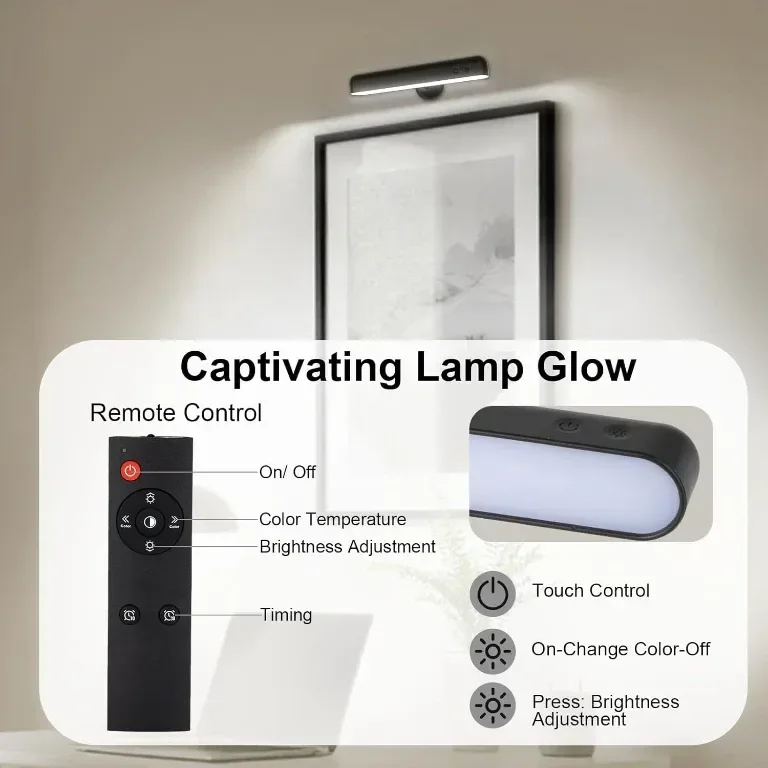 Speclux LED стенна лампа с батерия 7500mAh, 15 RGB цвята, въртене на 360°, (1 брой, черна) — снимка 6
