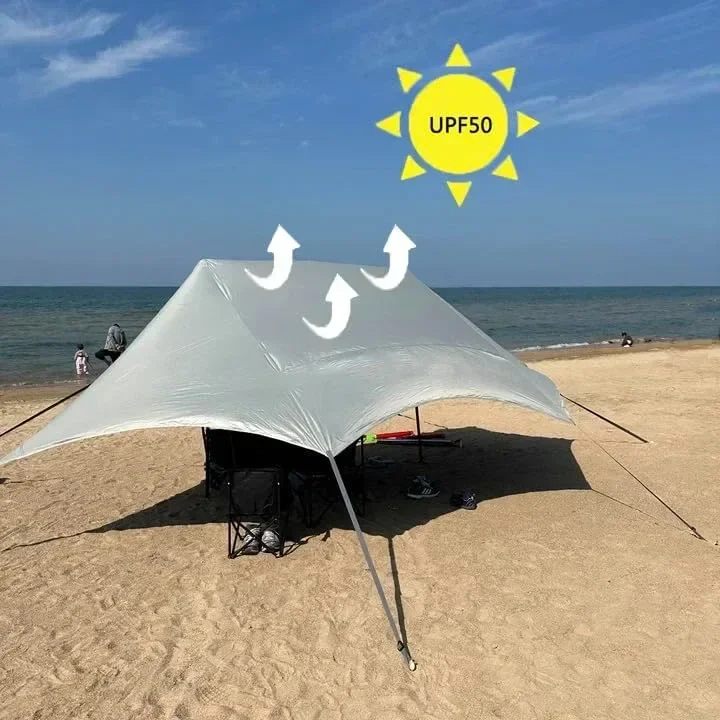 HipierFx 3x5m преносима плажна палатка с 2 пръта, къмпинг брезент за плаж — снимка 7
