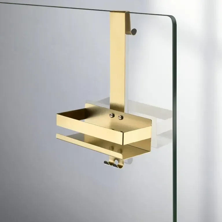 NEWRAIN Shower Caddy Hanging, Рафт за душ без пробиване за окачване на стъклената врата на душа