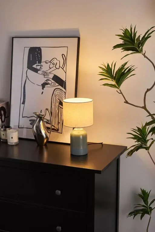 Pauleen 48325 Настолна лампа Sandy Glow E14 макс. 20W кремав, зелен плат, керамика — снимка 7