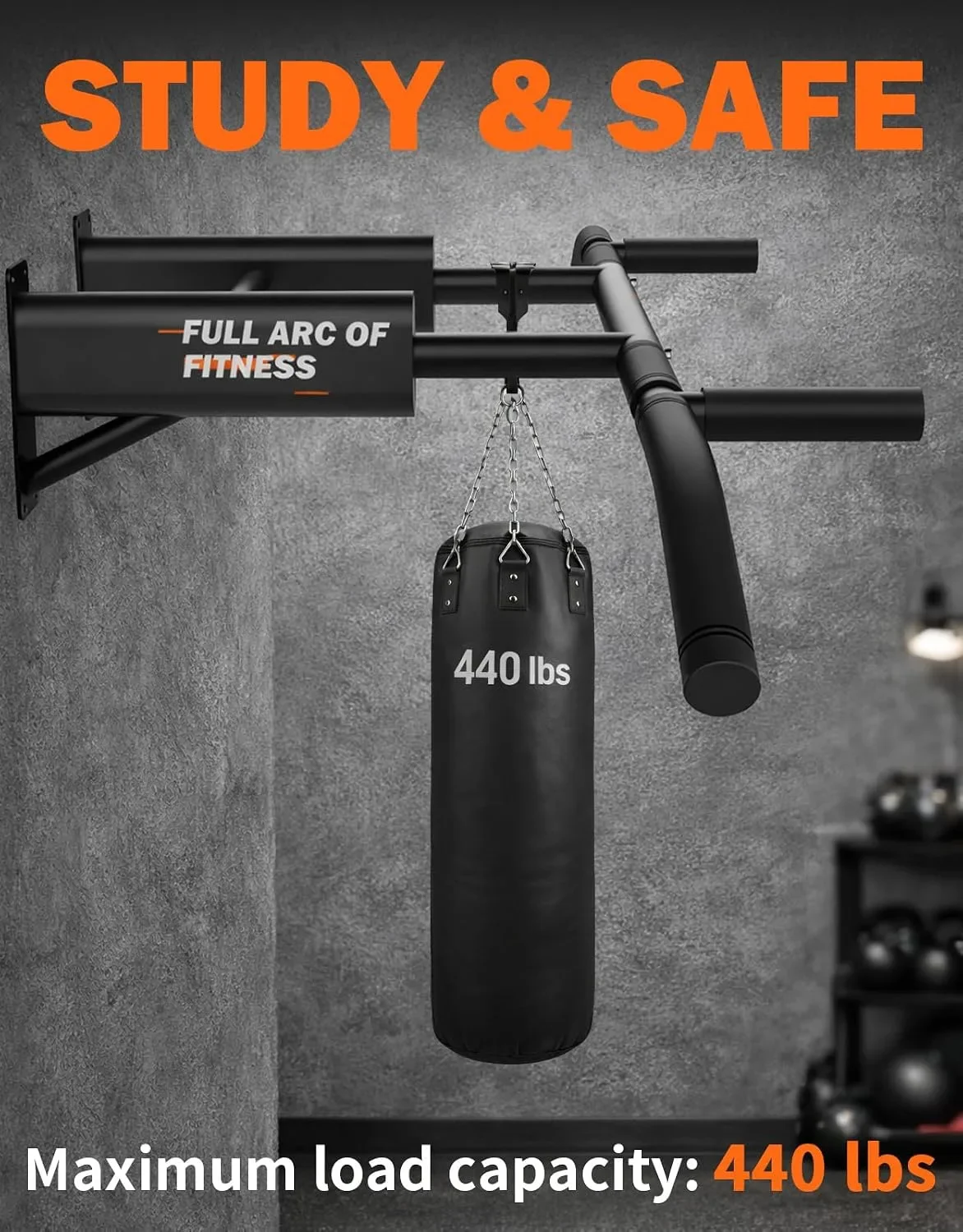Щанга за набирания (pull-up bar) FITARC за стенен монтаж, до 200 кг — снимка 2