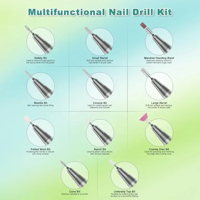 Електрическа пила за нокти NAILGIRLS, 35000 об/мин, с 11 бита, бяла — снимка 4