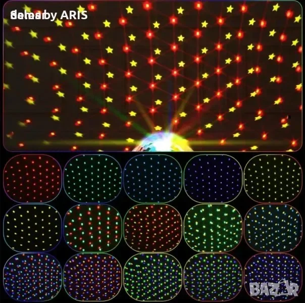 Комплект 2 броя LED прожектор с диско ефект и звездни светлини за парти, интериор и двор — снимка 3