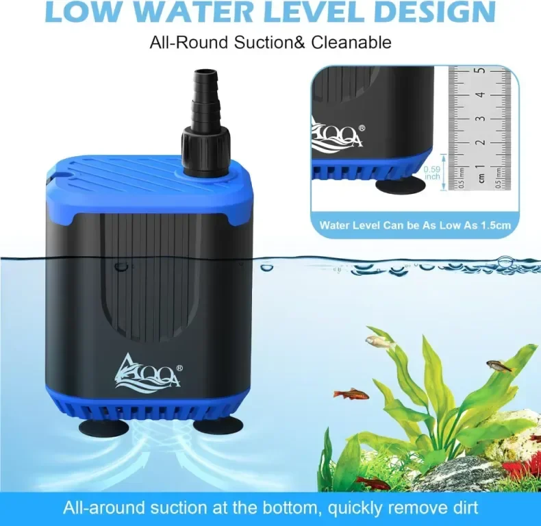 AQQA Потопяема водна помпа за аквариум, DC12V 900 л/ч с контролер, режим на захранване, 10W — снимка 4