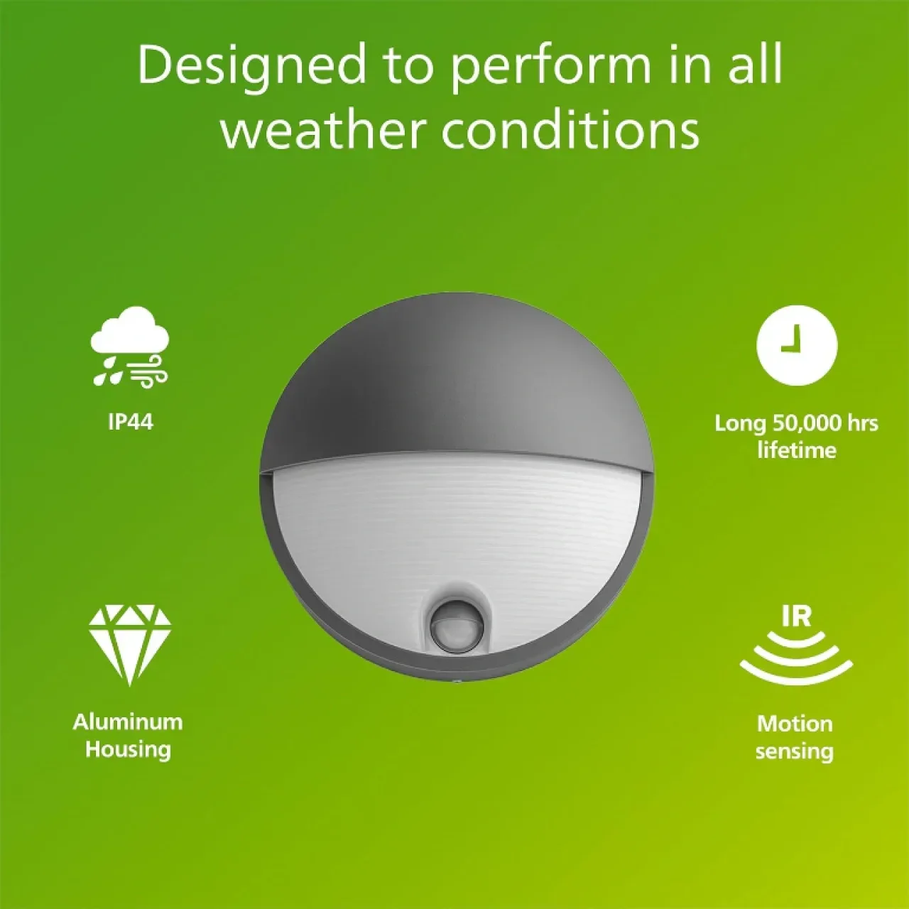 Външна стенна лампа Philips Capricorn IR, 800 lm, 2700 K, PowerShield, IP44, сензор за движение — снимка 2