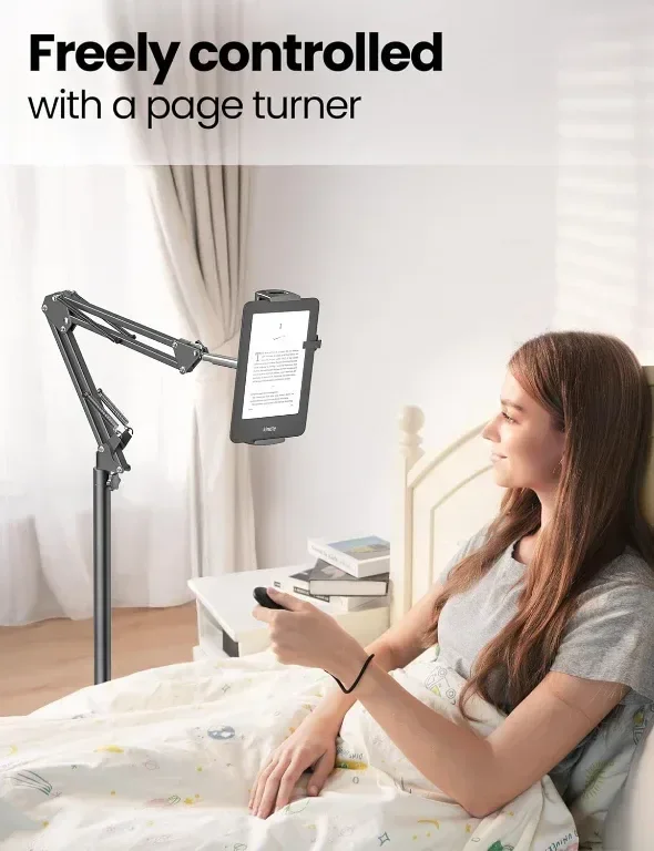 VOLTIFYMAX Стойка за таблет с обръщач на страници Kindle, устройства 4.7''-13'' (черна) — снимка 2
