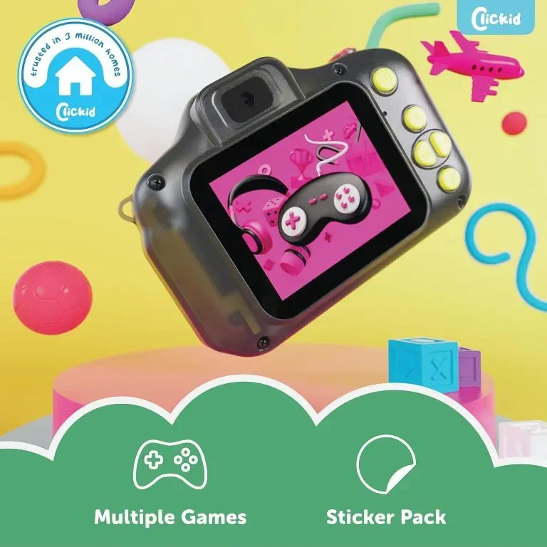 ClickKid CAM10 Детска цифрова камера, 8X увеличение 32GB micro SD карта, доп. батерия и калъф — снимка 3