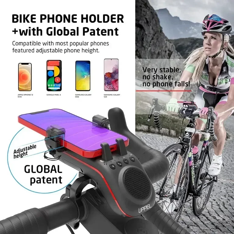 UPPEL 10 в 1 Стойка за телефон за велосипед, Bluetooth, 5000mAh, LED — снимка 7
