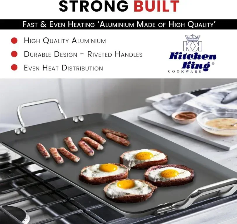Kitchen King Griddle Plate Двустранна незалепваща плоча за барбекю и фурна, 50 X 28 см — снимка 8