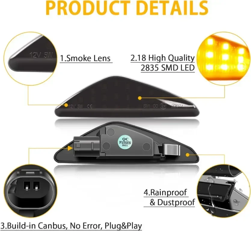 Asasytal LED динамичен мигач, Canbus CE E9 Съвместим с BMW X3 F25 X5 E70 X6 E71/E,2 бр — снимка 5