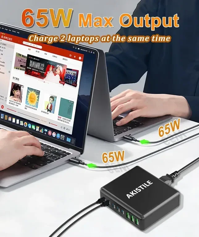 USB C зарядно устройство, 8 порта 240 W, GaN зарядно устройство — снимка 6