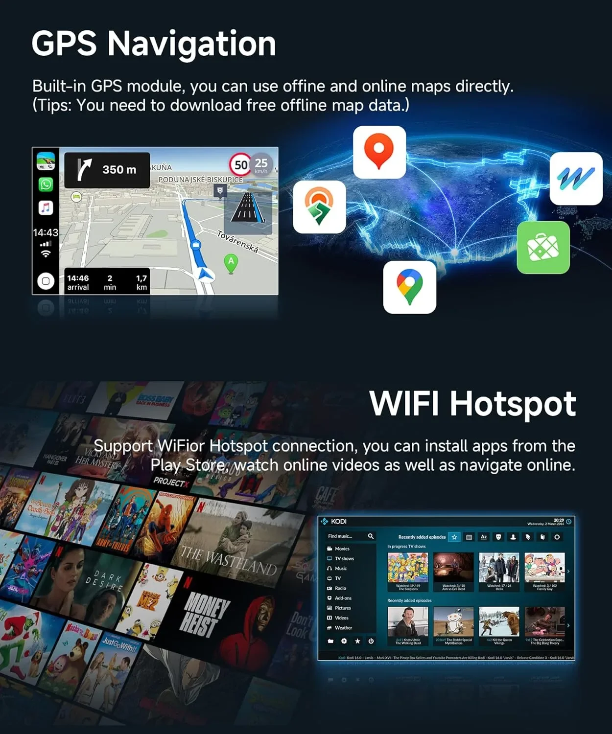 Rimoody 2G RAM 64GB Android мултимедия за Ford Transit (2015–2019) 9 инча с CarPlay/Android Auto — снимка 5