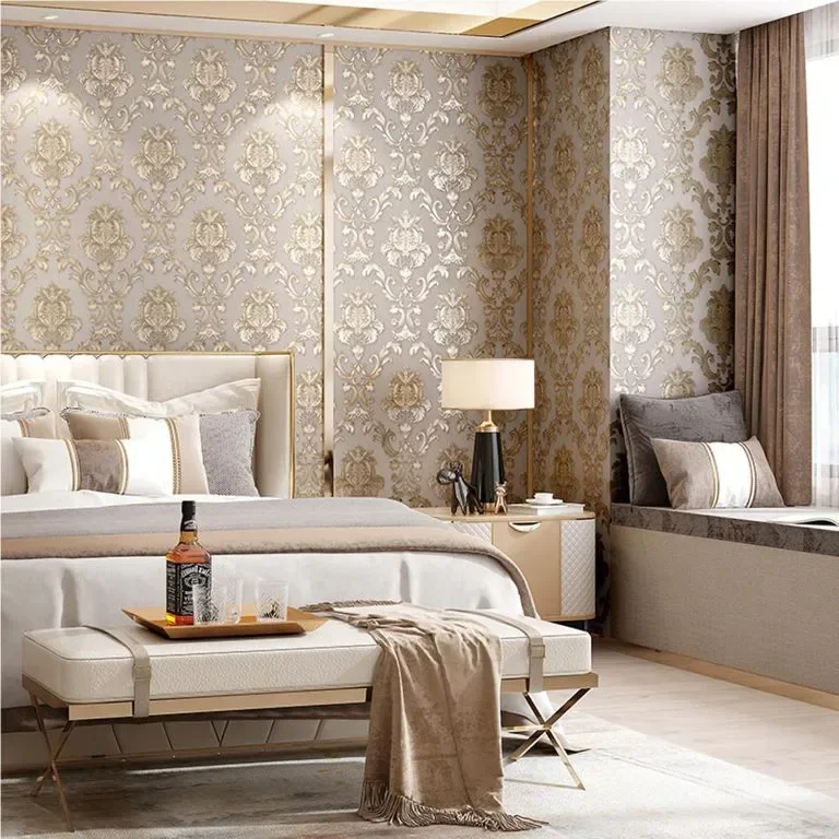 mosegor Gold Damask Ретро релефен нетъкан тапет за декорация, 0,53 x 10 M — снимка 5