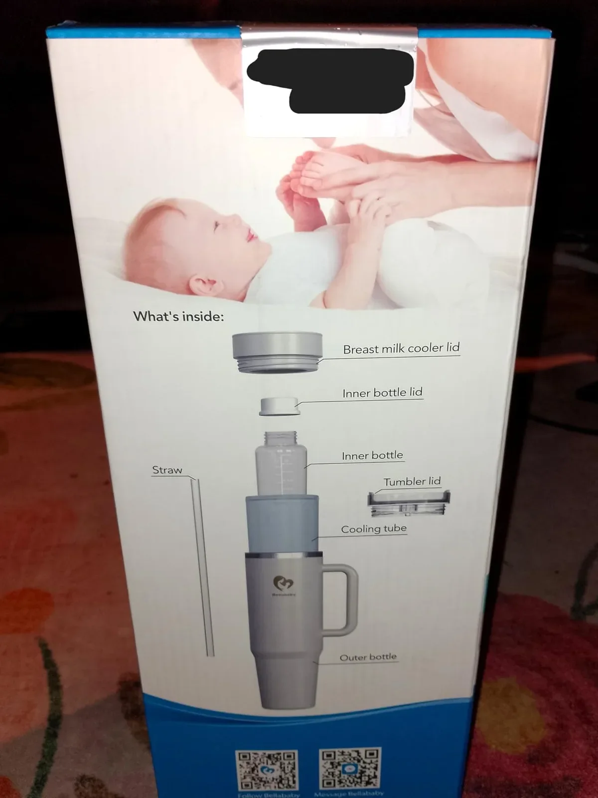 Bellababy Преносим охладител за кърма 24H+ 360° охлаждане (2в1) с изолиран чаша за път — снимка 8