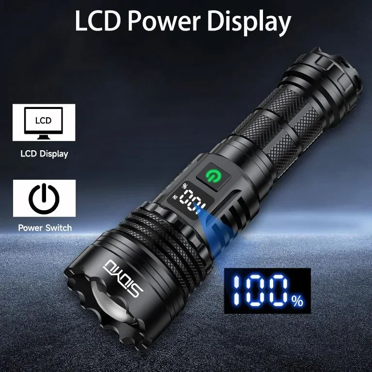 Siuyiu Акумулаторна фенерче Led Torch, 6500 лумена с регулируем фокус, IPX45 — снимка 3