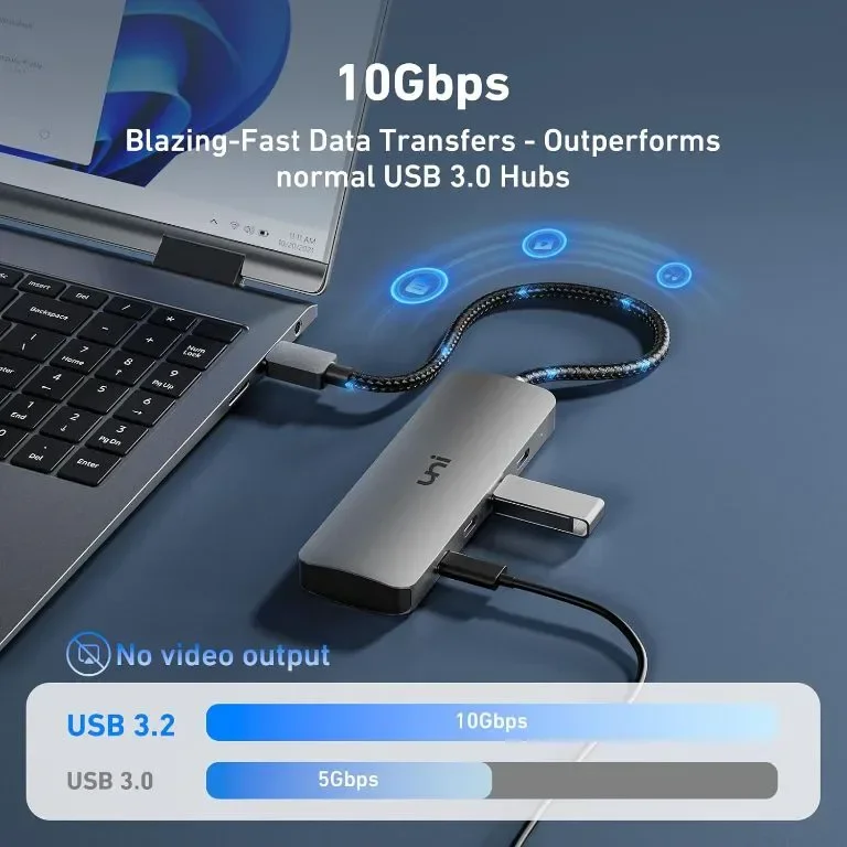 uni USB C хъб 10Gbps, USB C 3.2 Gen 2, 4 порта — снимка 2