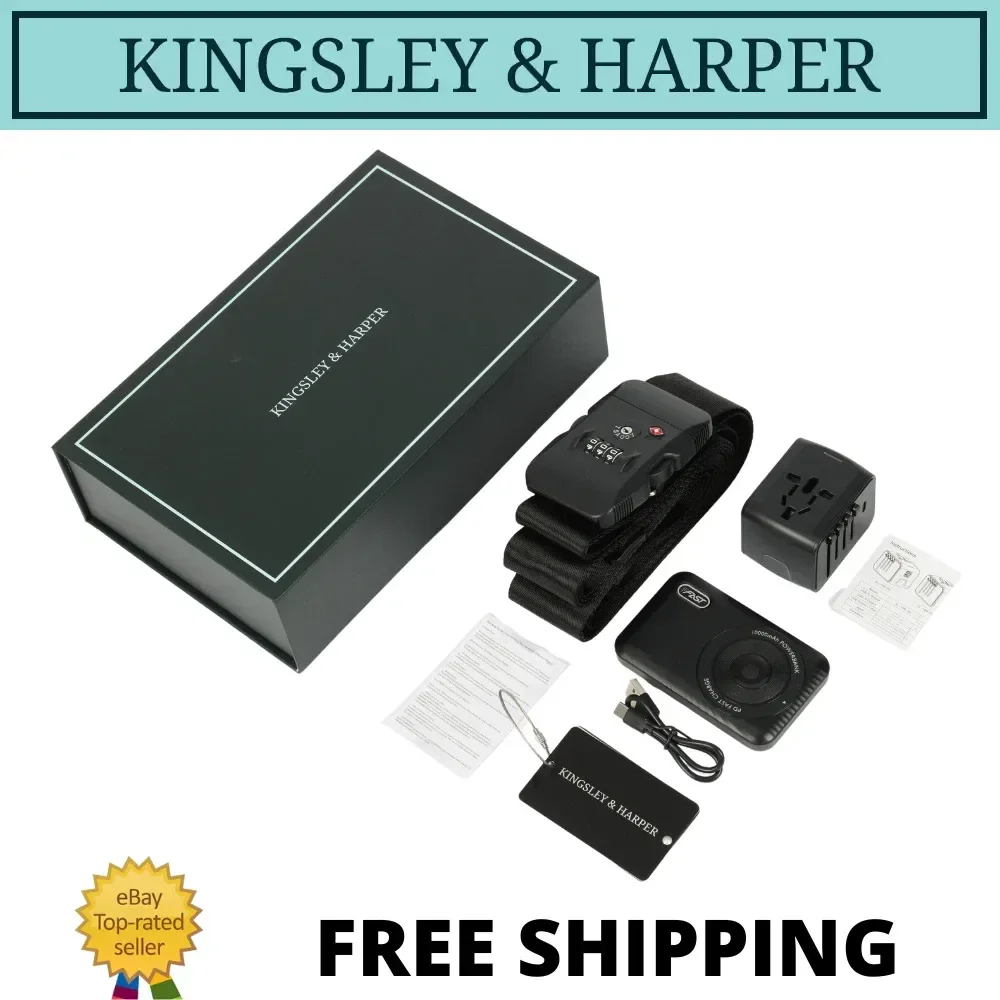 Подаръчен комплект Kingsley & Harper за пътуване с адаптер, външна батерия и колан за багаж — снимка 6