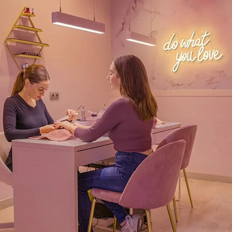 Неонов светлинен надпис Do What You Love за декорация, USB захранване, димируем, топло бяло — снимка 5