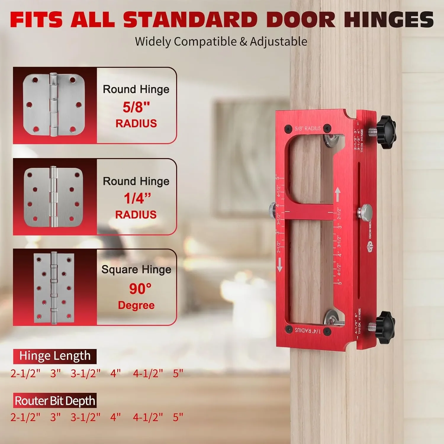 Комплект шаблон за монтаж на панти за врата + фрезови битове и отвертка (Door Hinge Jig) — снимка 2