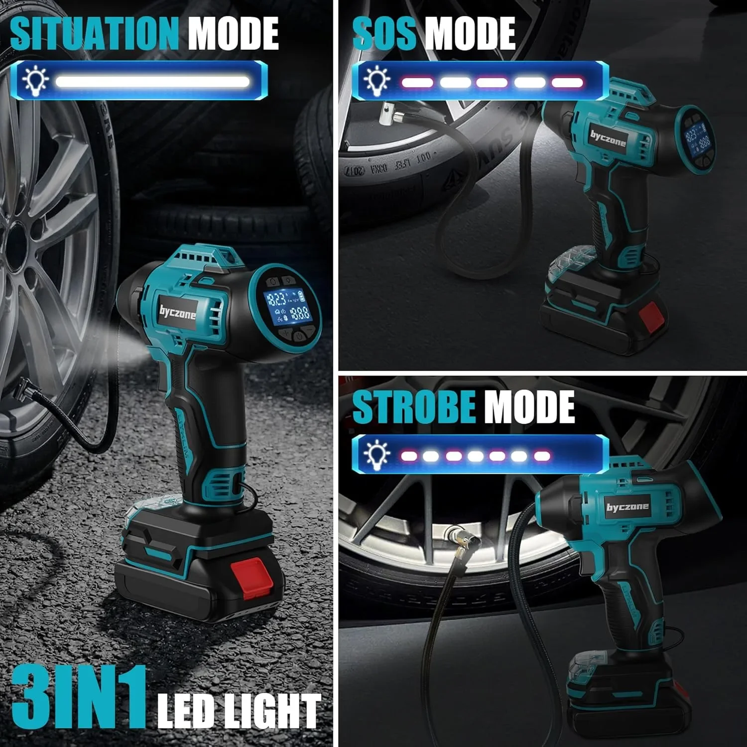 Безжичен въздушен компресор 160 PSI с LCD манометър за Makita 18V (без батерия) — снимка 6