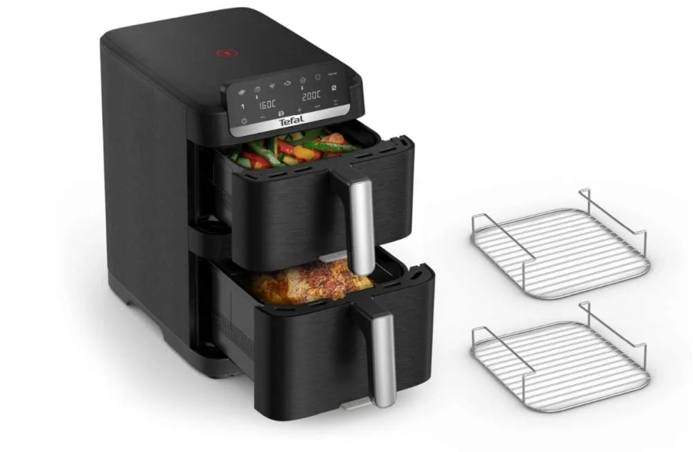 Уред за здравословно готвене, Tefal EY7568E0 Crispy Stack Af Genius+Acc Blk — снимка 2