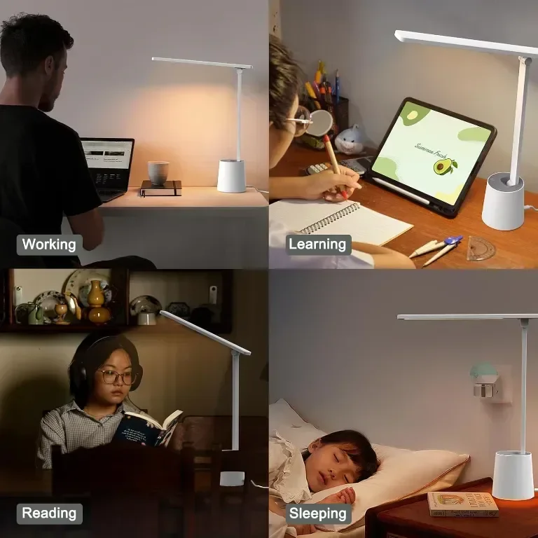 LONGTOO LED настолна лампа, димируема с 5 яркости и 5 цветови режима, 9 W, бяла — снимка 7