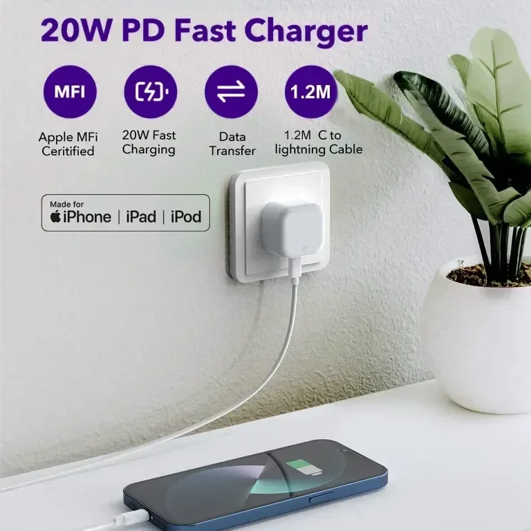 Бързо зарядно устройство за iPhone, 20 W USB C щепсел с кабел 1M — снимка 6