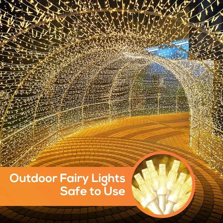THKFUL Външни коледни феерични светлини, 50M Crystal 300LED, водоустойчиви, дистанционно с 8 режима — снимка 2