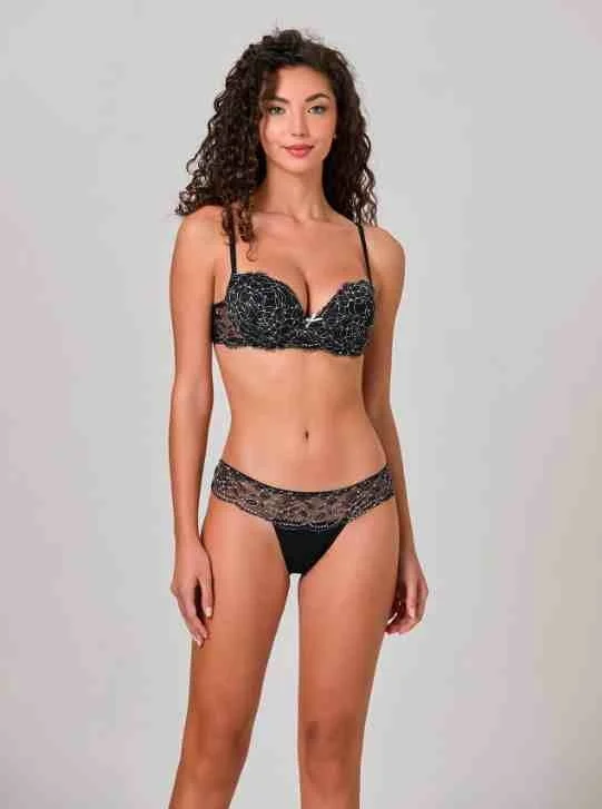 Jadea M, L, XL италиански черни, праскова дантелени бикини памучна бикина бикини с дантела Жадеа — снимка 5