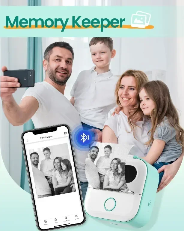 Мини принтер ASprink, Y02C за 53 мм, мини термичен за iOS и Android с 1 бяла термохартиена ролка — снимка 9
